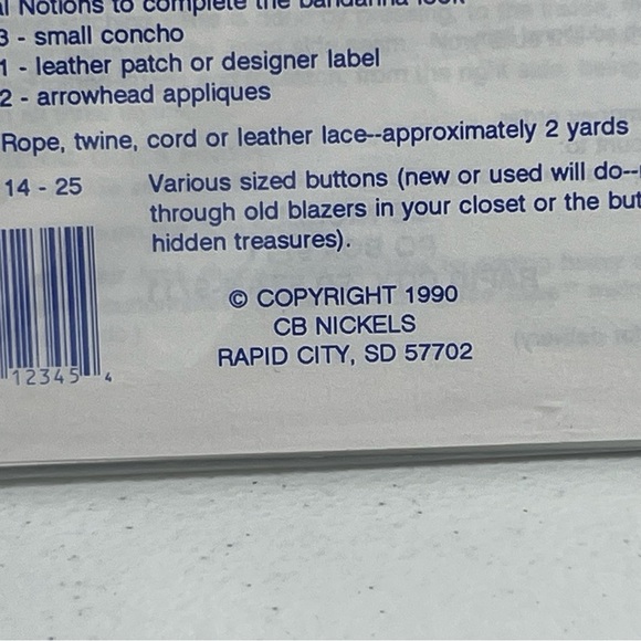 Vest Jean Denim Western S-L Junk Jeans VES100 Craft Sewing Pattern Uncut Rodeo - Picture 4 of 4